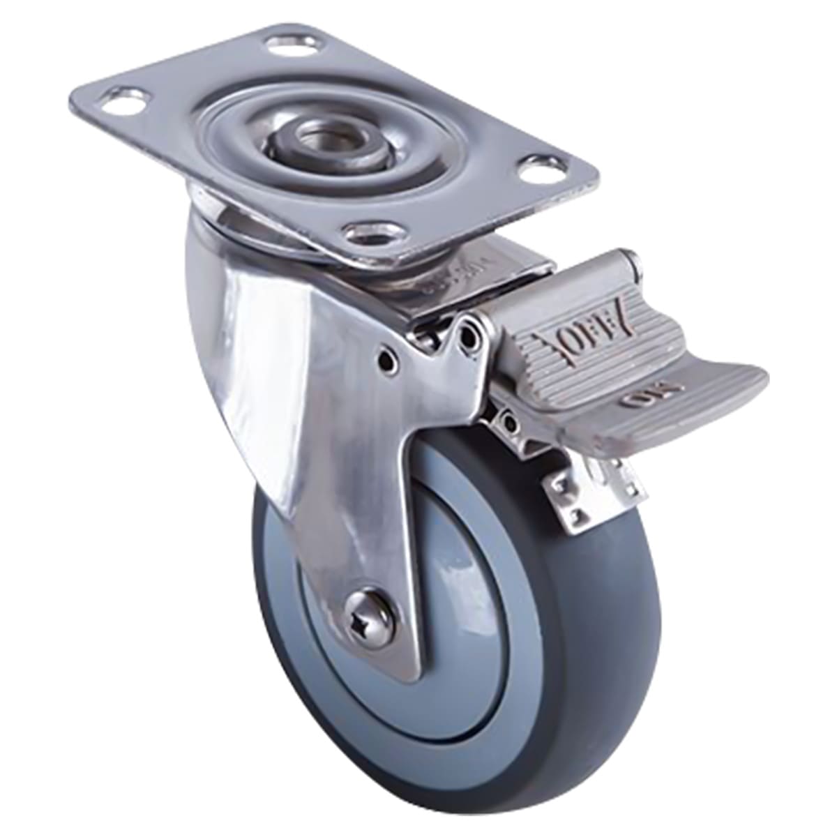 RODAJA TPR HORQUILLA DE A. INOX. USO MEDIO GIRATORIA C/FRENO 4'' x 1-1/4'' (REEMPLAZA Y-5032-50) Y-5032-100
