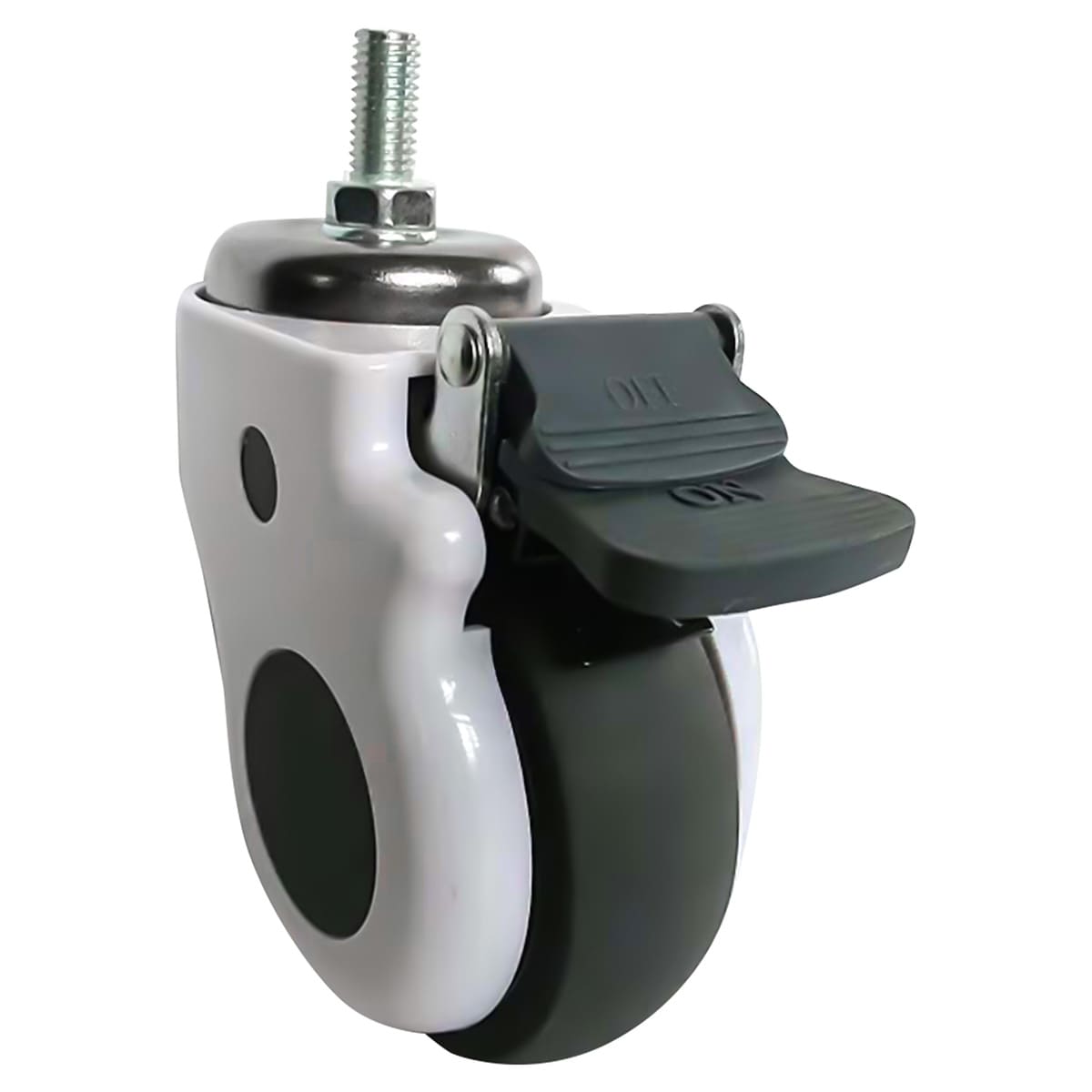 RODAJA USO MÉDICO TPR GIRATORIA C/ESPIGA ROSCADA C/FRENO 3'' x 1'' Y-5015-75