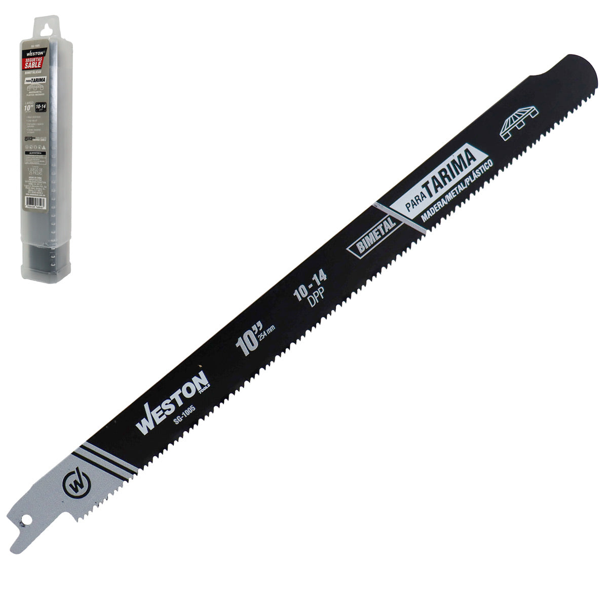 Segueta Sable Bimetálica Desarmadora de Tarimas 10" 10/14DPP (Juego con 25 Piezas) | SG-1005