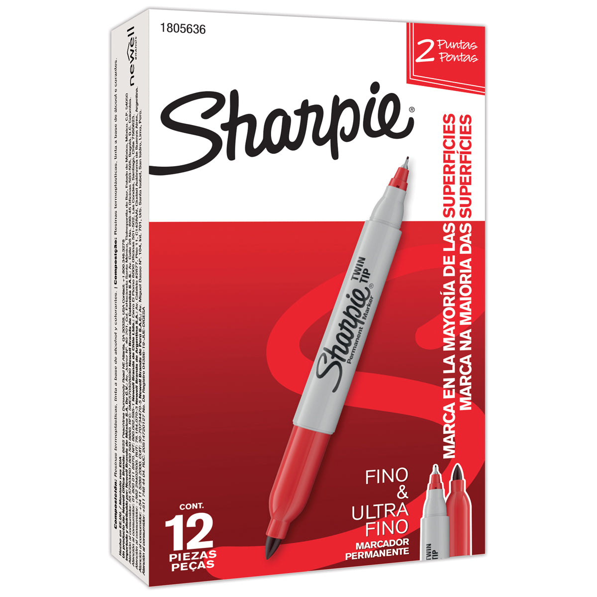 Marcador Permanente Sharpie Doble Punta (Twin Tip) Rojo