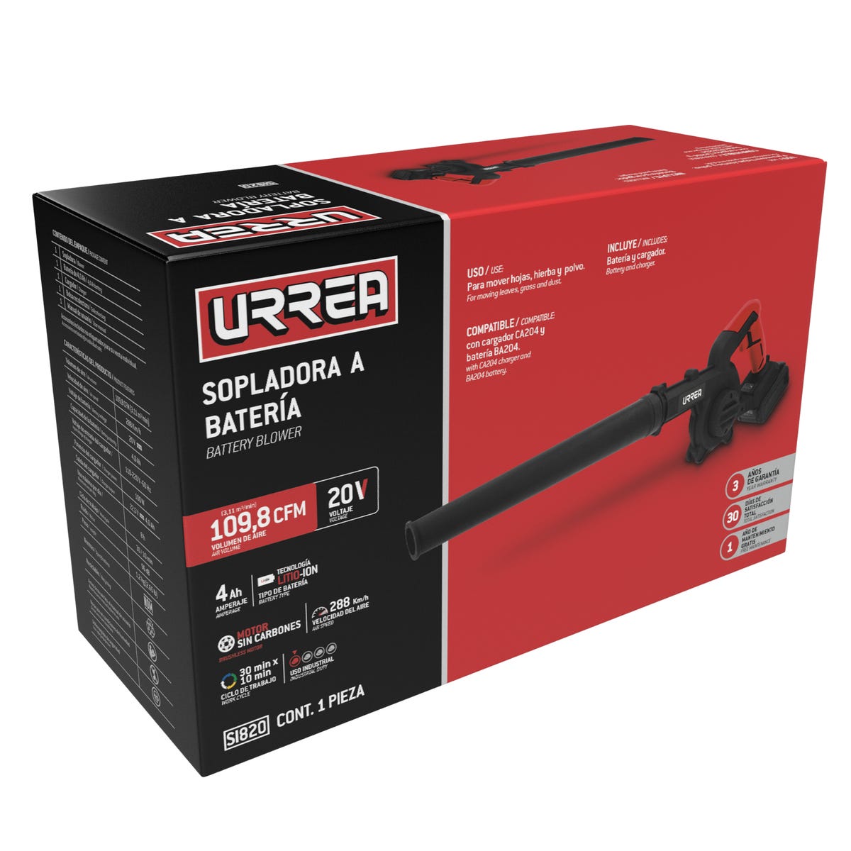 Sopladora A Batería Litio-Ion 20 V, Urrea SI820