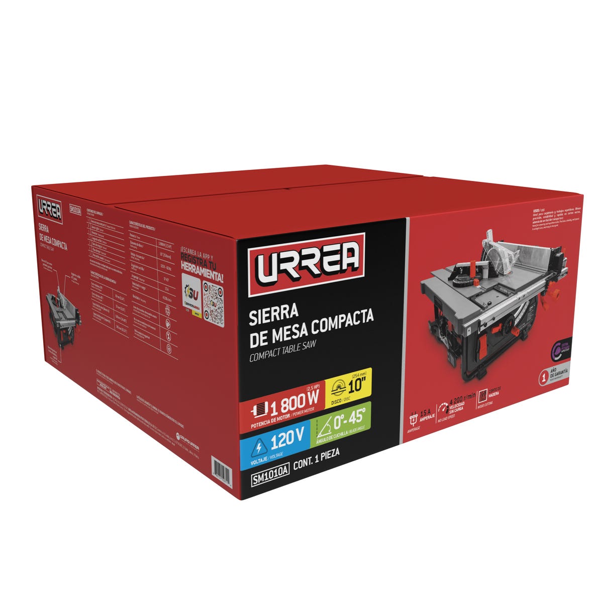 Sierra De Mesa Compacta 10 2.8 HP, 1800 W, Urrea SM1010A