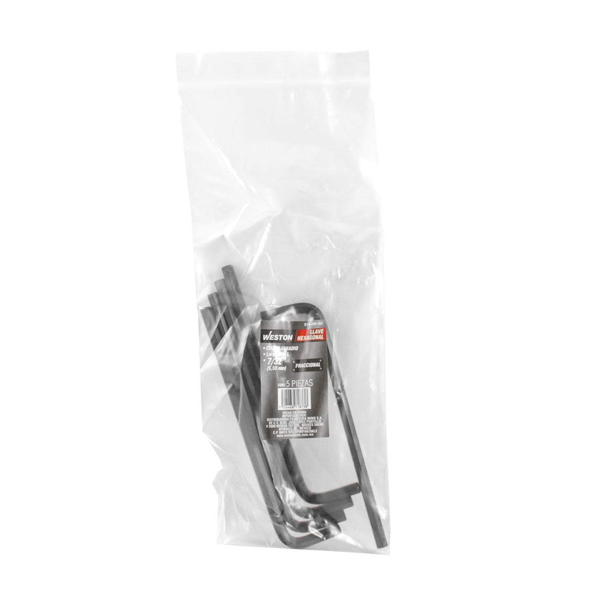 Llave Hex, L Larga 7/32" (precio X Pza - Empaque C/5 Pzas)