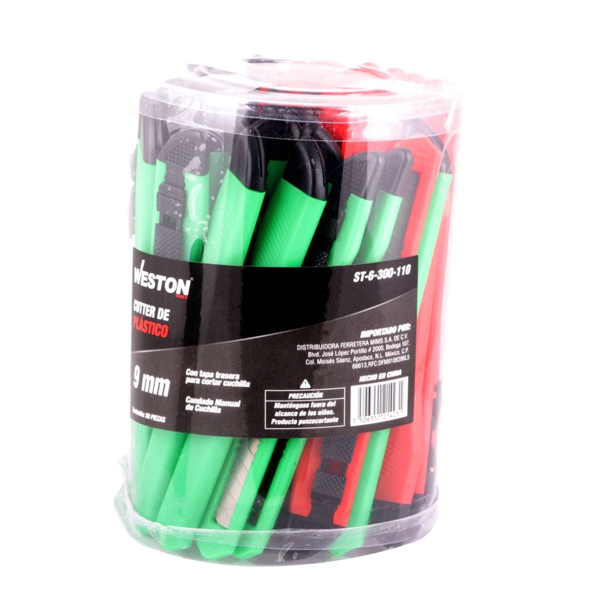 Cúter Plástico 9MM - Bote C/50 PZAS | ST-6-300-110