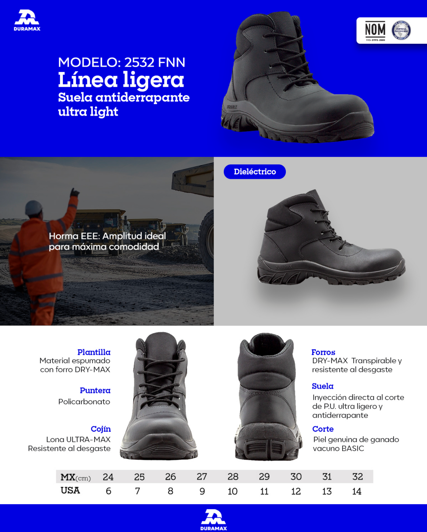 BOTA DE SEGURIDAD ULTRA LIGERO ANTIDERRAPANTE DURAMAX MOD 2532 FNN