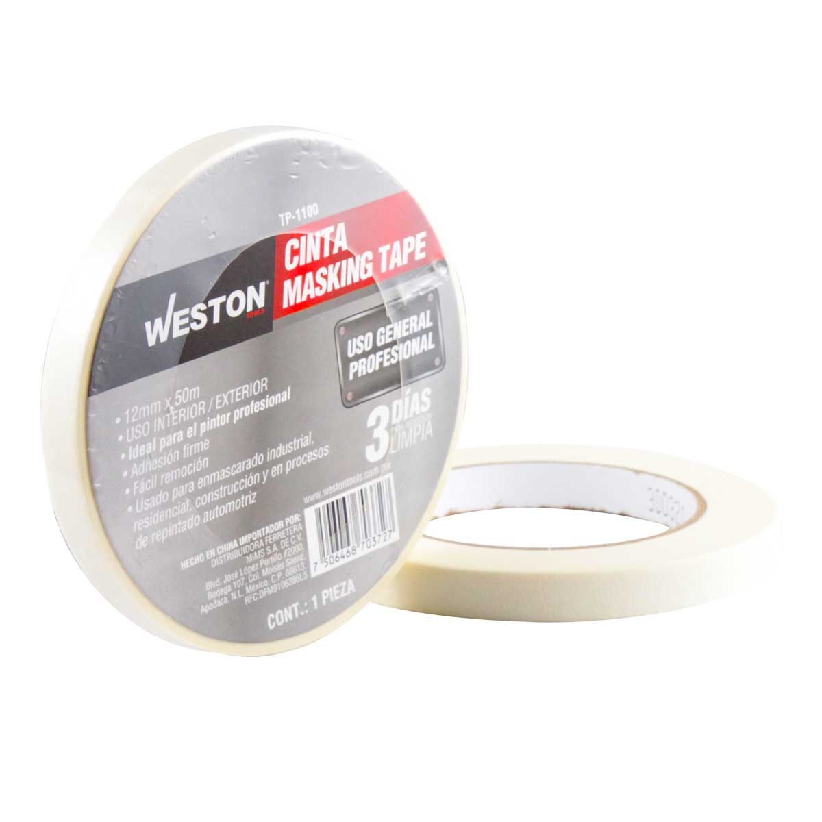 Cinta Masking Tape Automotriz Profesional 12MM x 50M | TP-1100