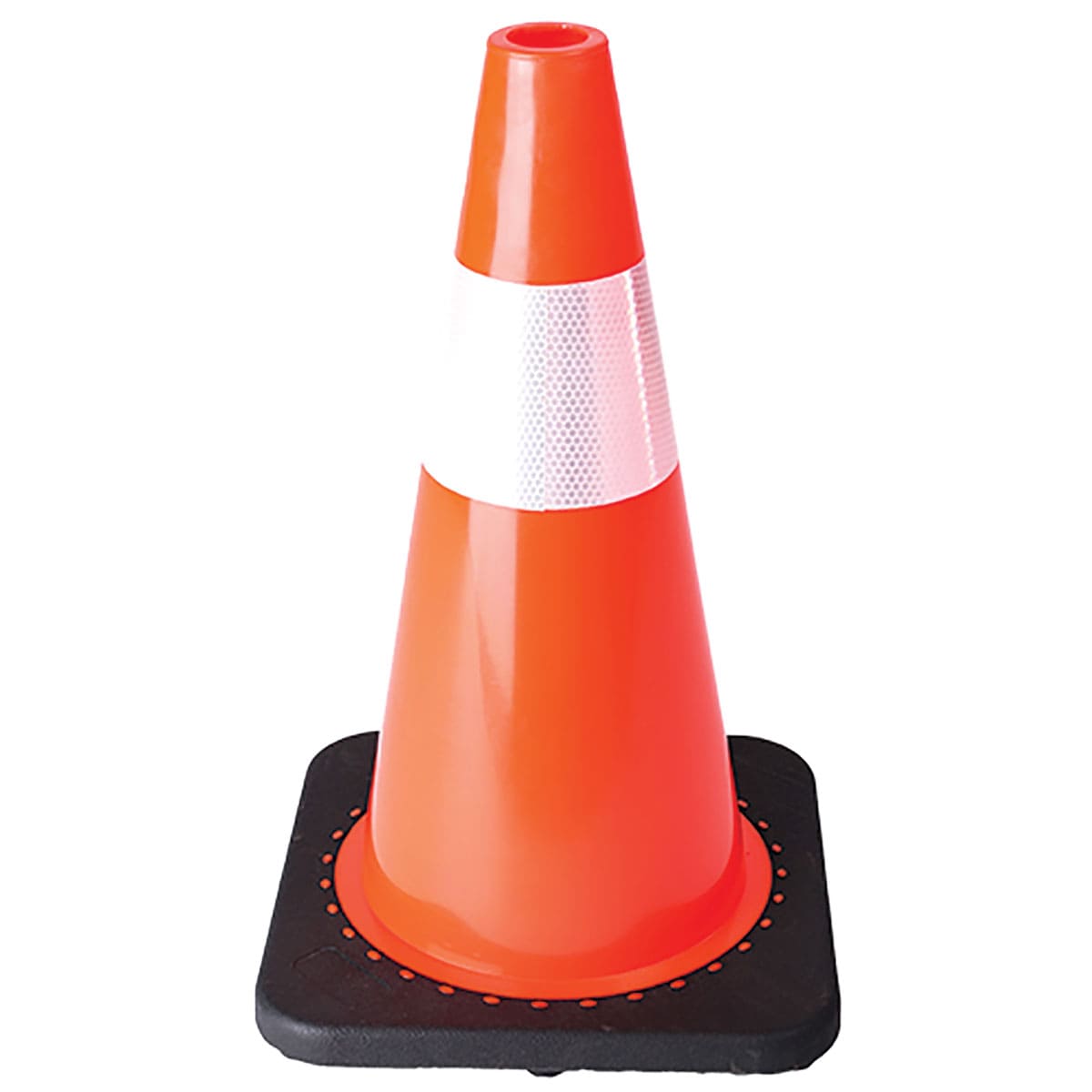 CONO PVC DE 45 CM CON BASE NEGRA Y REFLEJANTE TRA-0060
