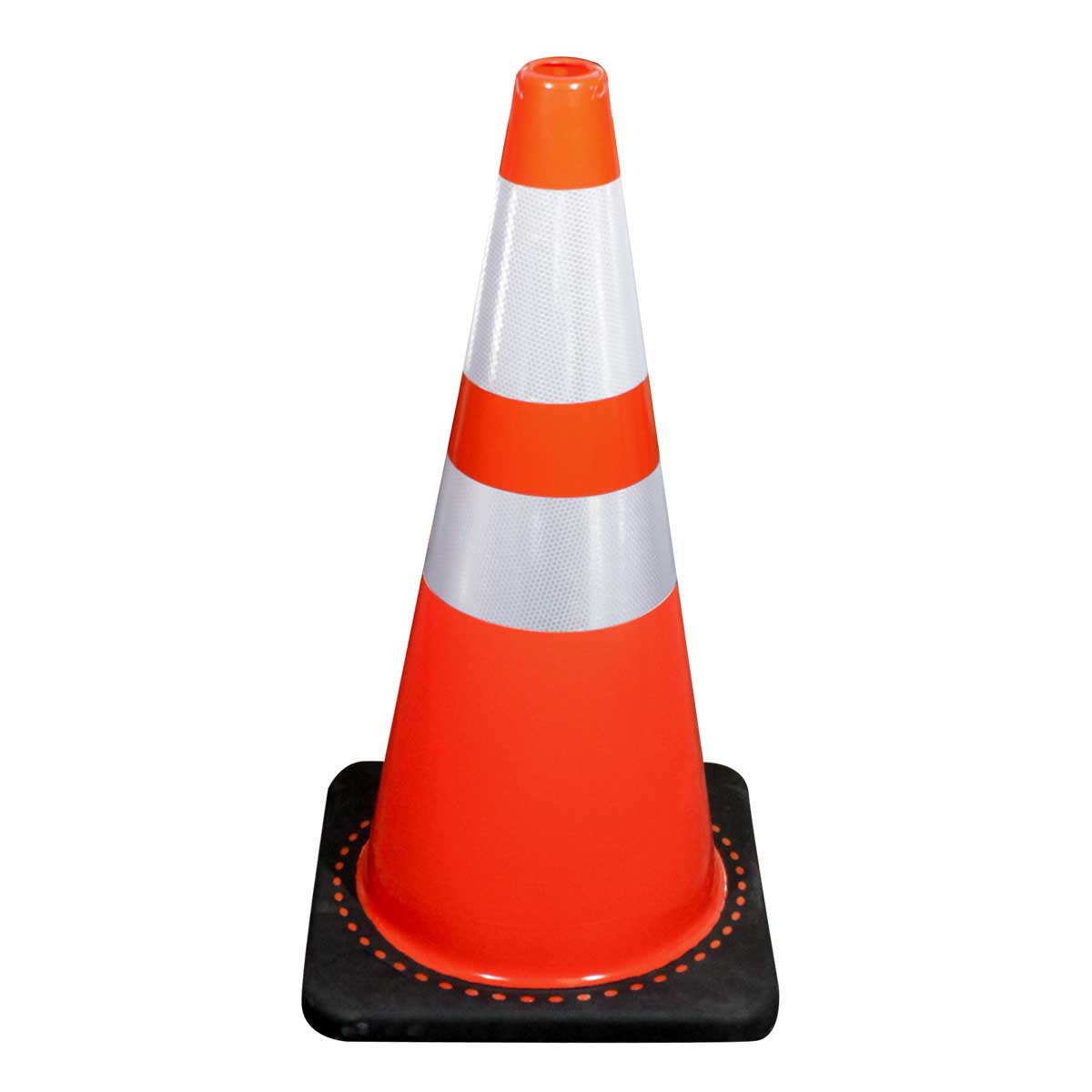 CONO PVC DE 70 CM CON BASE NEGRA Y REFLEJANTE TRA-0065