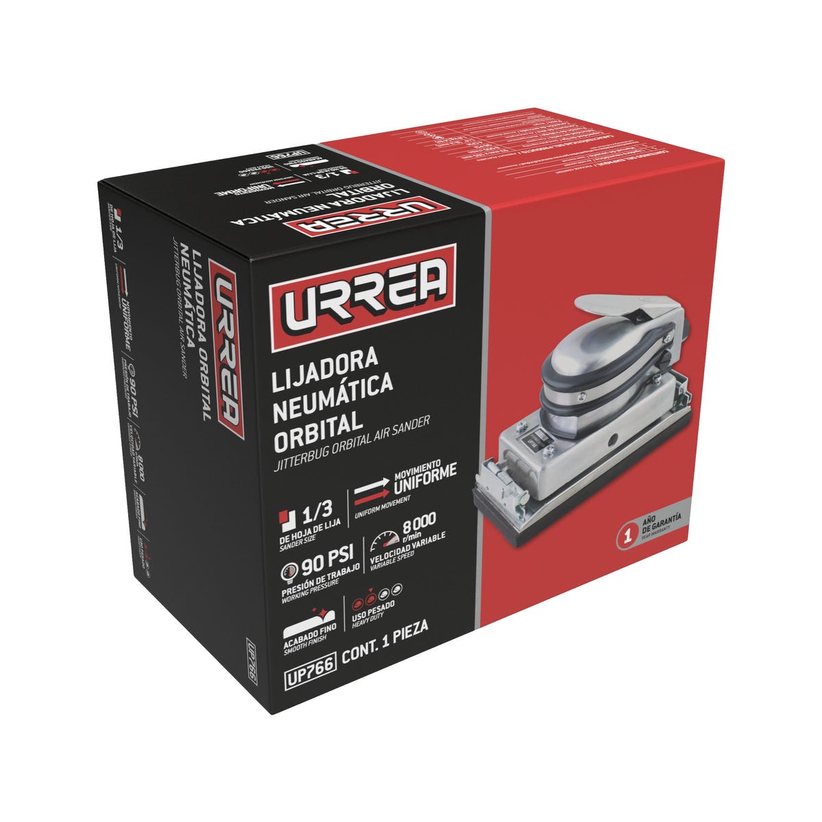Lijadora Neumática Orbital 1/4 De Hoja 8, 000 RPM, Urrea UP766