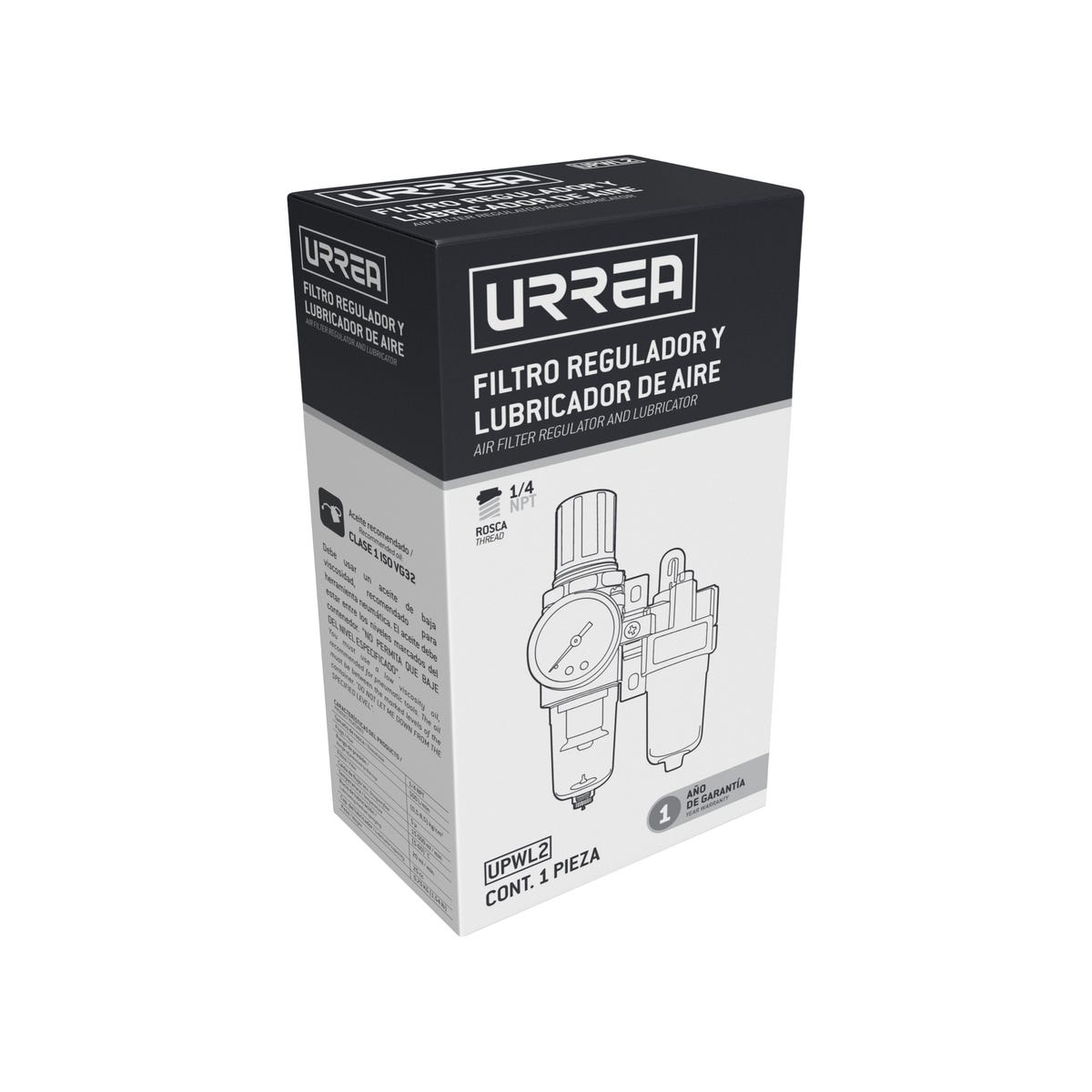 Filtro Regulador Y Lubricador De Aire 1/4 NPT, Urrea UPWL2
