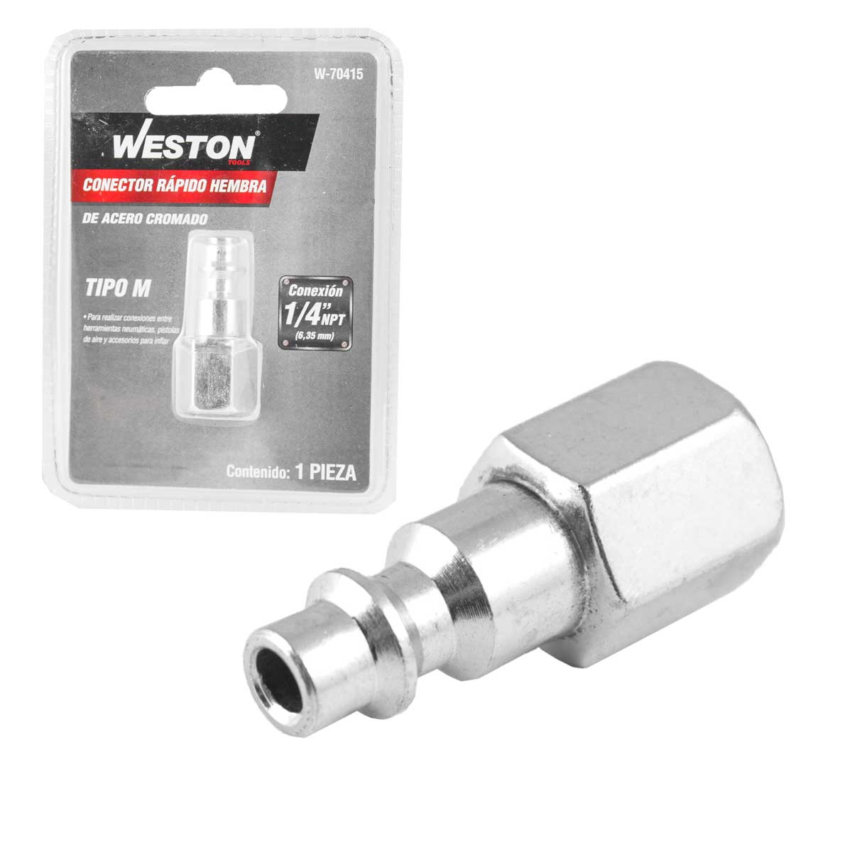 Conector Rápido De Acero Cromado Hembra 1/4'' NPT | W-70415