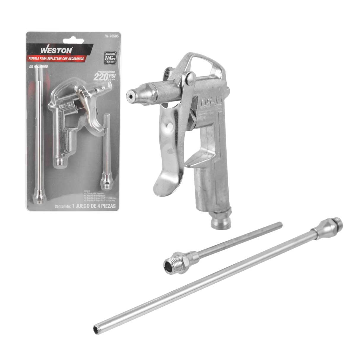 Pistola Para Sopletear Con Accesorios (Juego 4 Piezas) | W-70585