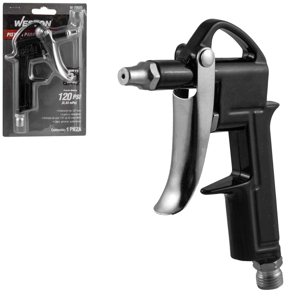Pistola Para Sopletear 5'' Max PSI 120 Con Accesorios | W-70610
