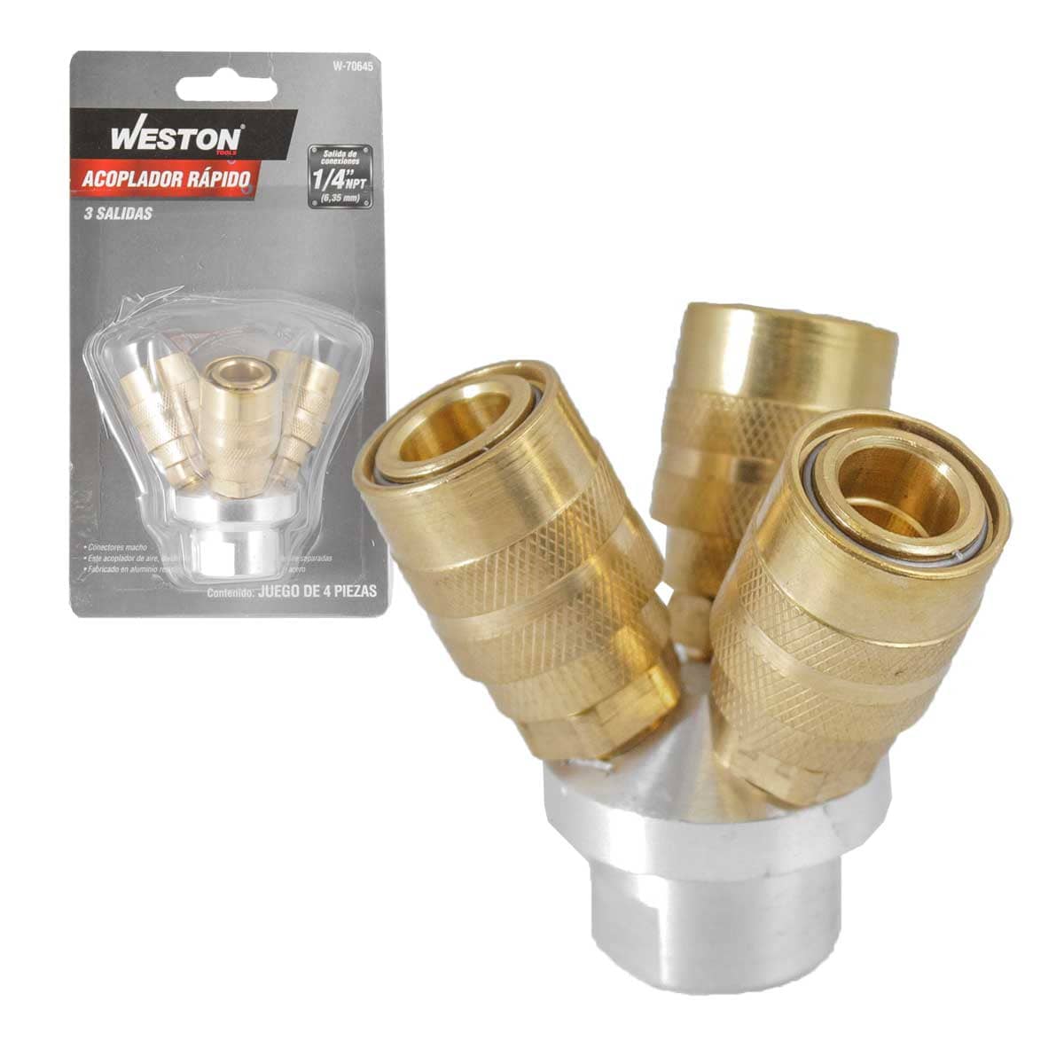 Acoplador Rápido De 3 Salidas 1/4'' NPT Macho | W-70645
