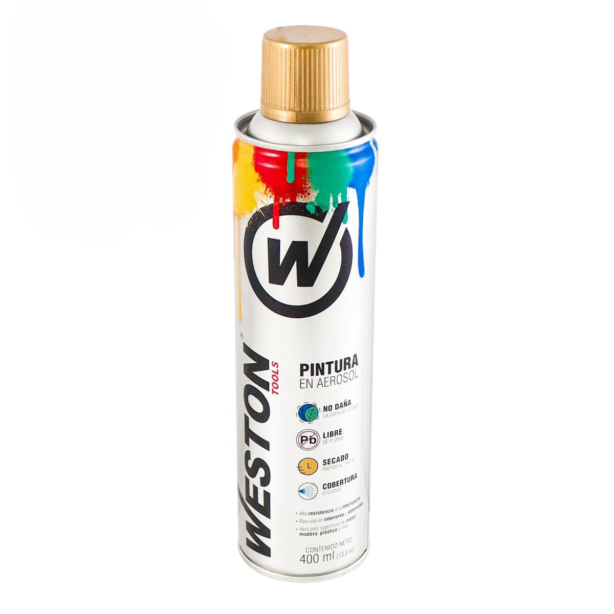 AEROSOL ORO BRILLANTE METALICO 400ml (Precio x Pieza- Caja C/12 pzs) WM-0215