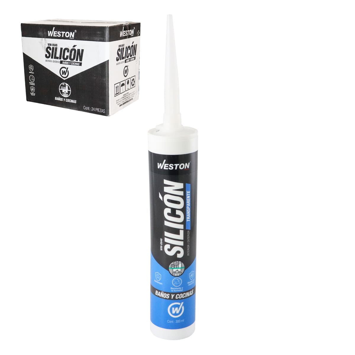 Silicón Transparente para Baños y Cocinas Cartucho 300ml | WM-0940