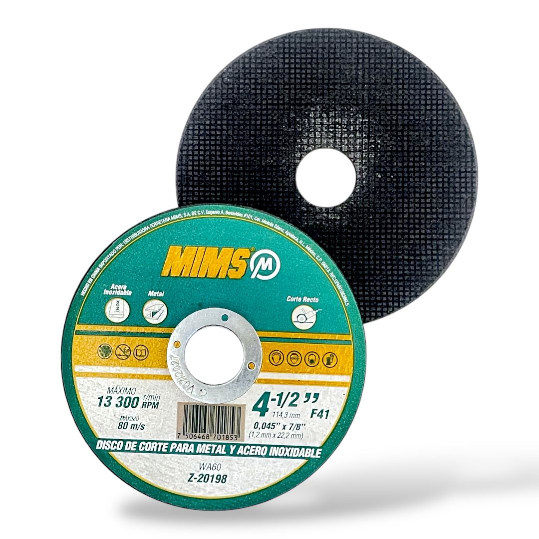 Disco De Corte Para Metal y Acero Inoxidable 4-1/2"