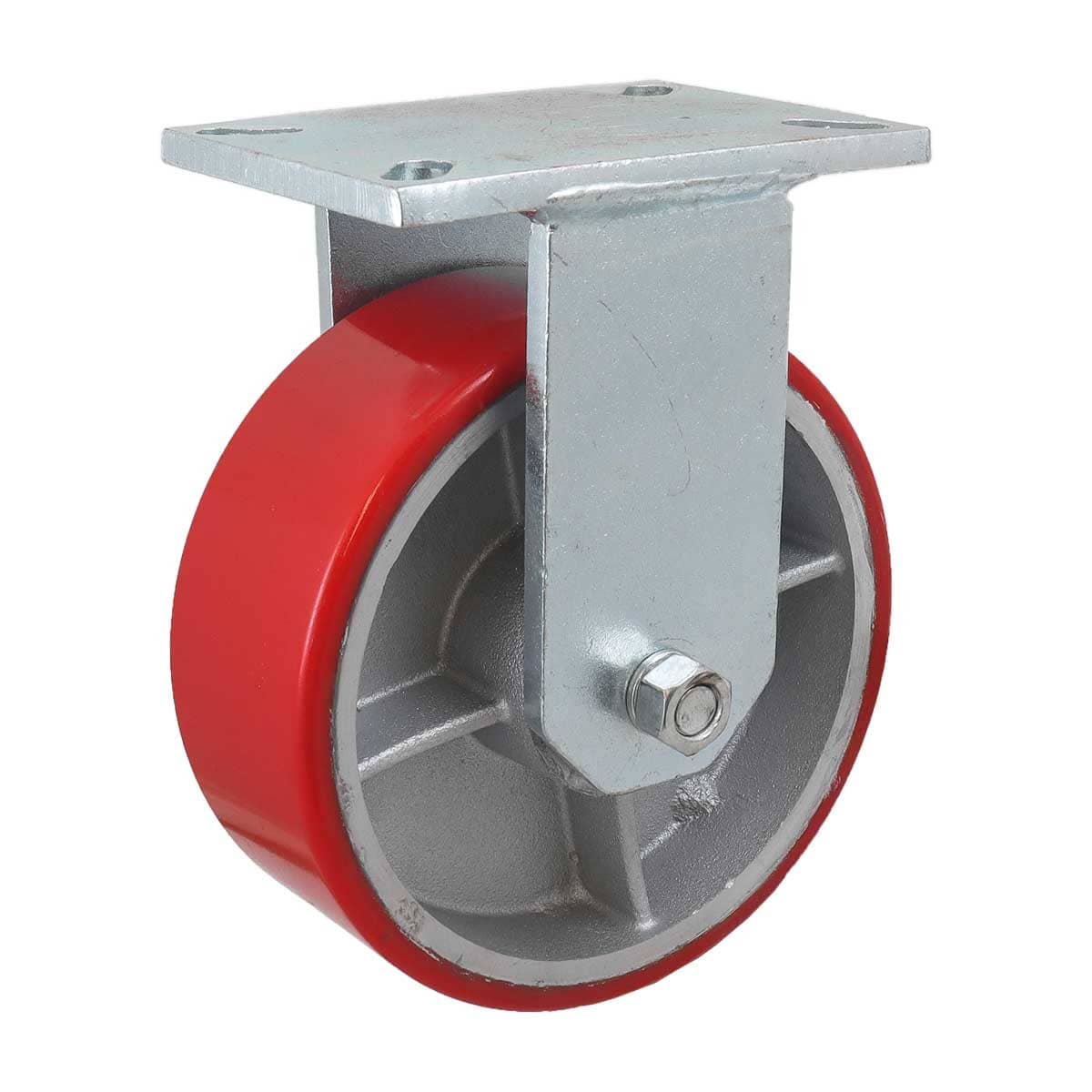 Rodaja Fierro Vaciado con PU Roja Fija 8" X 3" (203*75MM) | Y-1001-200