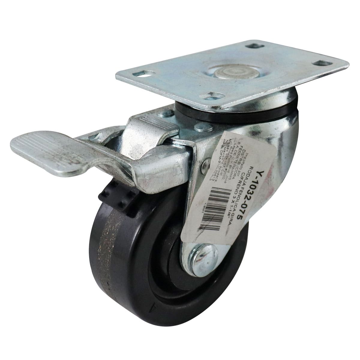Rodaja Fenólica Giratoria con Freno 3X1-1/4" | Y-1032-075