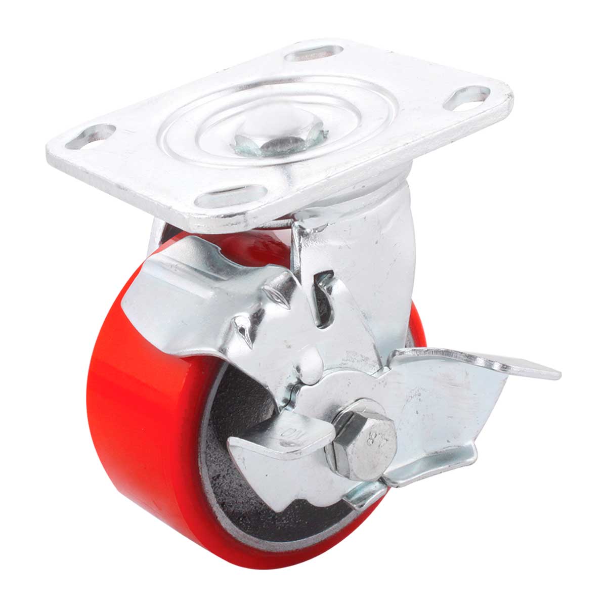 FIERRO VACIADO C/PU GIRA. ROJA C/FRENO 4X2" Y-1044-102