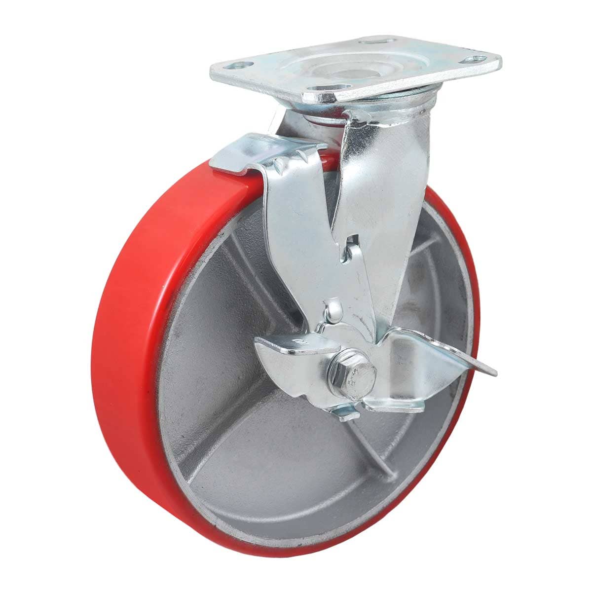 RODAJA FIERRO VACIADO C/PU GIRA.ROJA C/FRENO 8X2" Y-1044-200