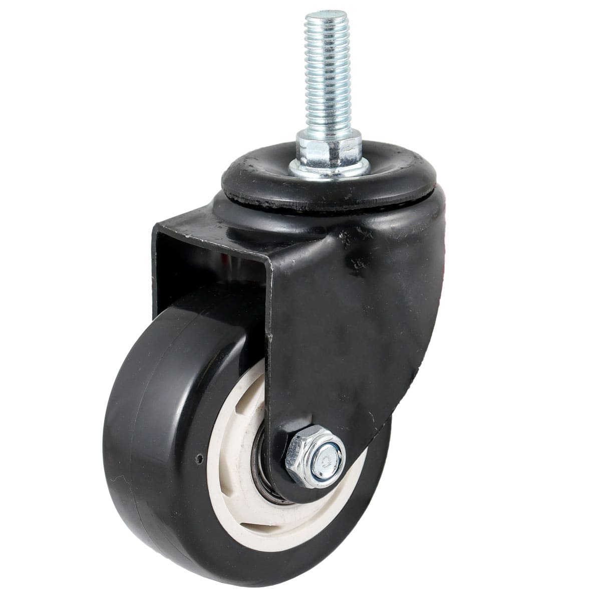 RODAJA DE PVC NEGRO GIRATORIA C/ESPIGA ROSCADA 3" (75X32MM) Y-2041-75