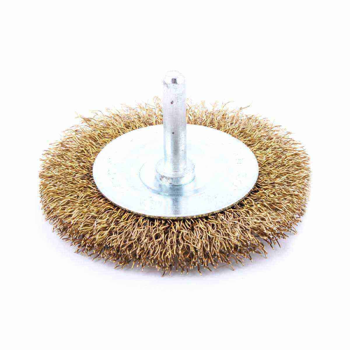 Cepillo Circular Ondulado 3" con Vástago 1/4" Alambre Latonado .014"