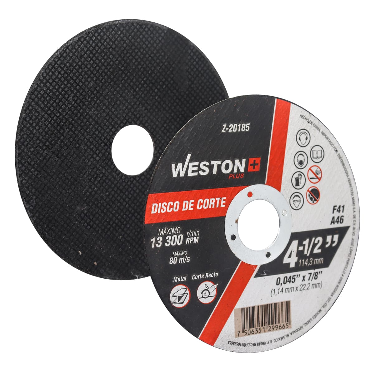 DISCO D/CORTE P/METAL 4-1/2" x 0.045"(1.14) x 7/8" F41 (Emp. c/10 Pzas - Precio x Pza) Z-20185