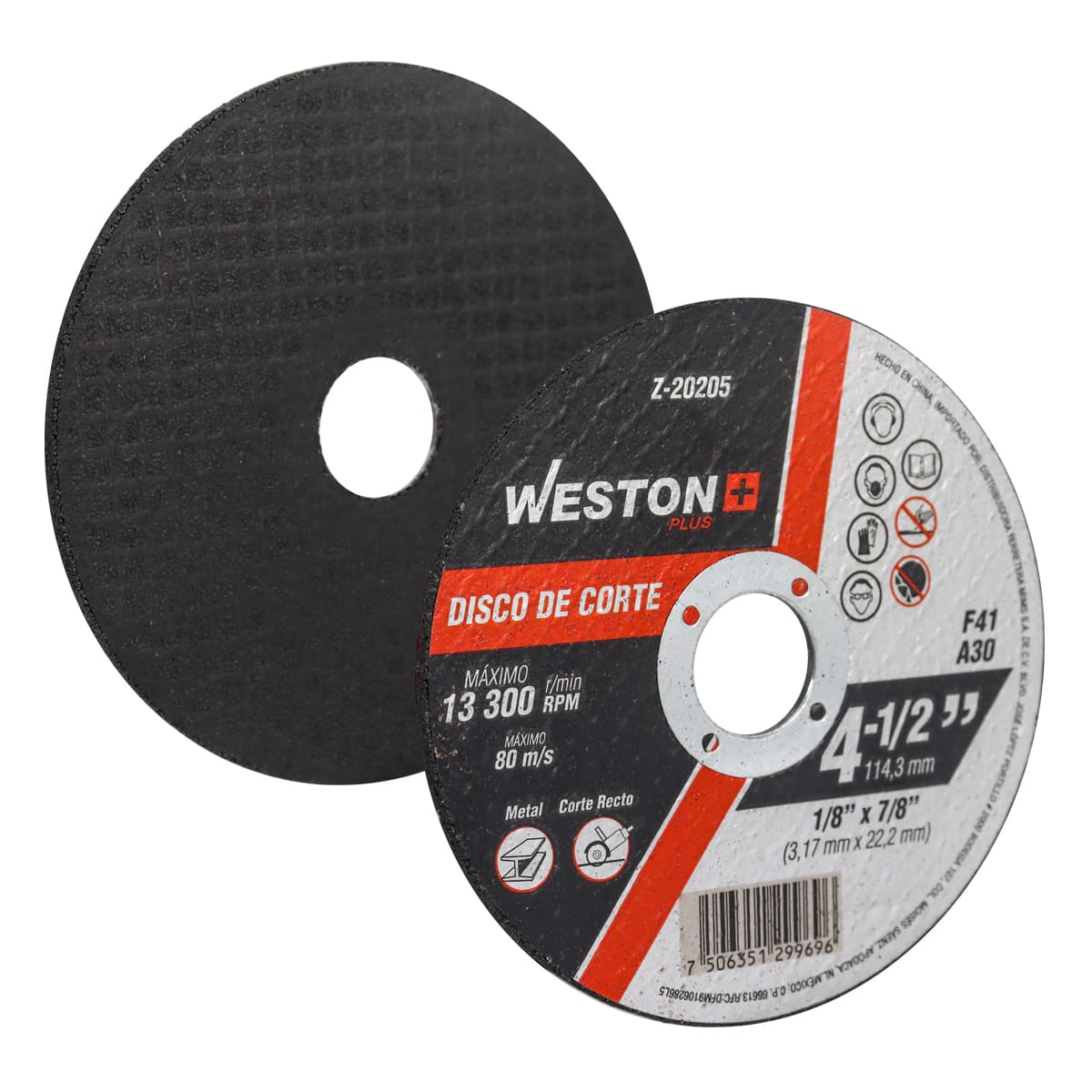 WST-Z-20205 Disco de Corte para Metal 4-1/2" x 1/8"(3.17) x 7/8" F41