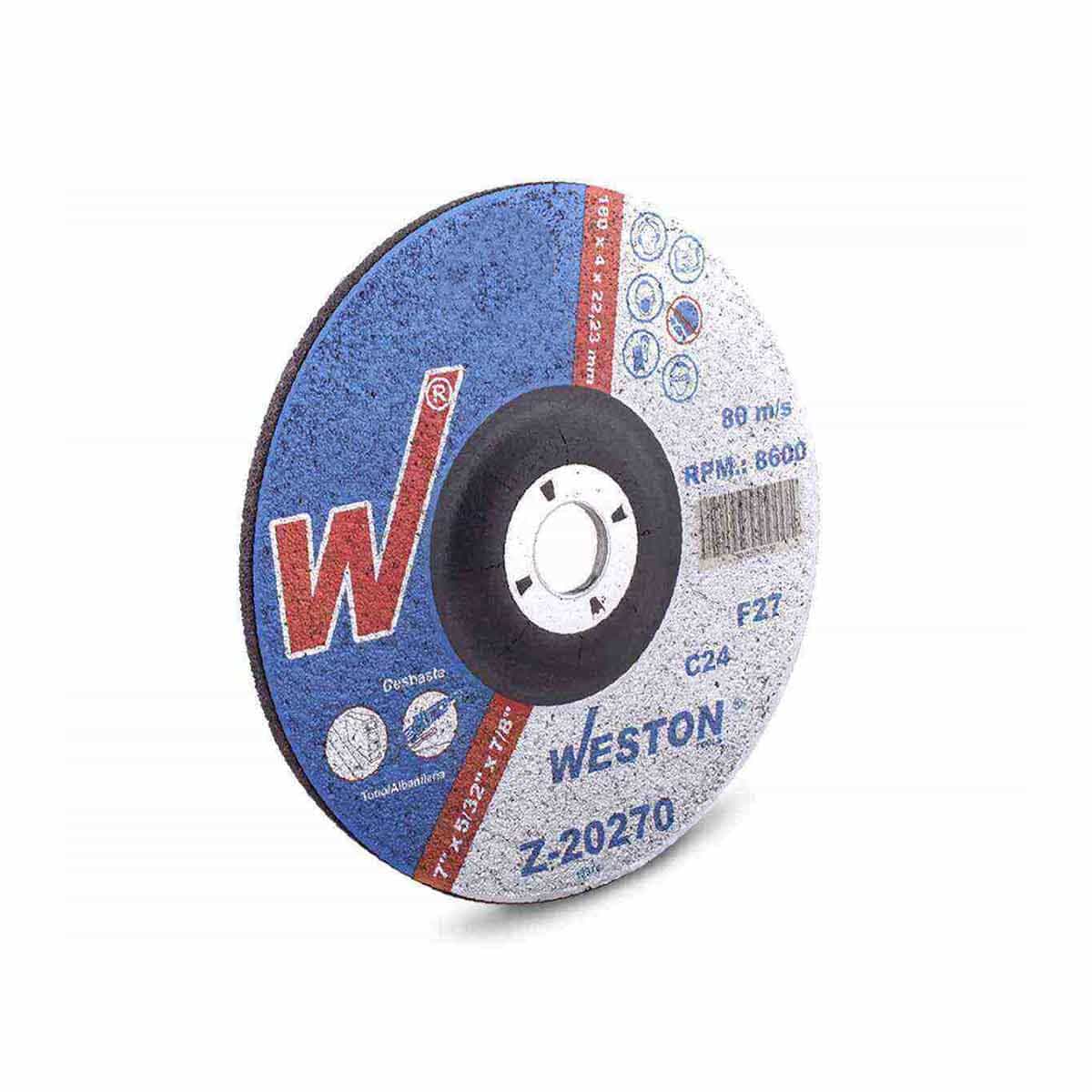 DISCO D/CORTE Y DESBASTE P/PIEDRA 7" x 5/32"(4) x 7/8" F42/F27 (Emp. c/5 Pzas - Precio x Pza) Z-20270