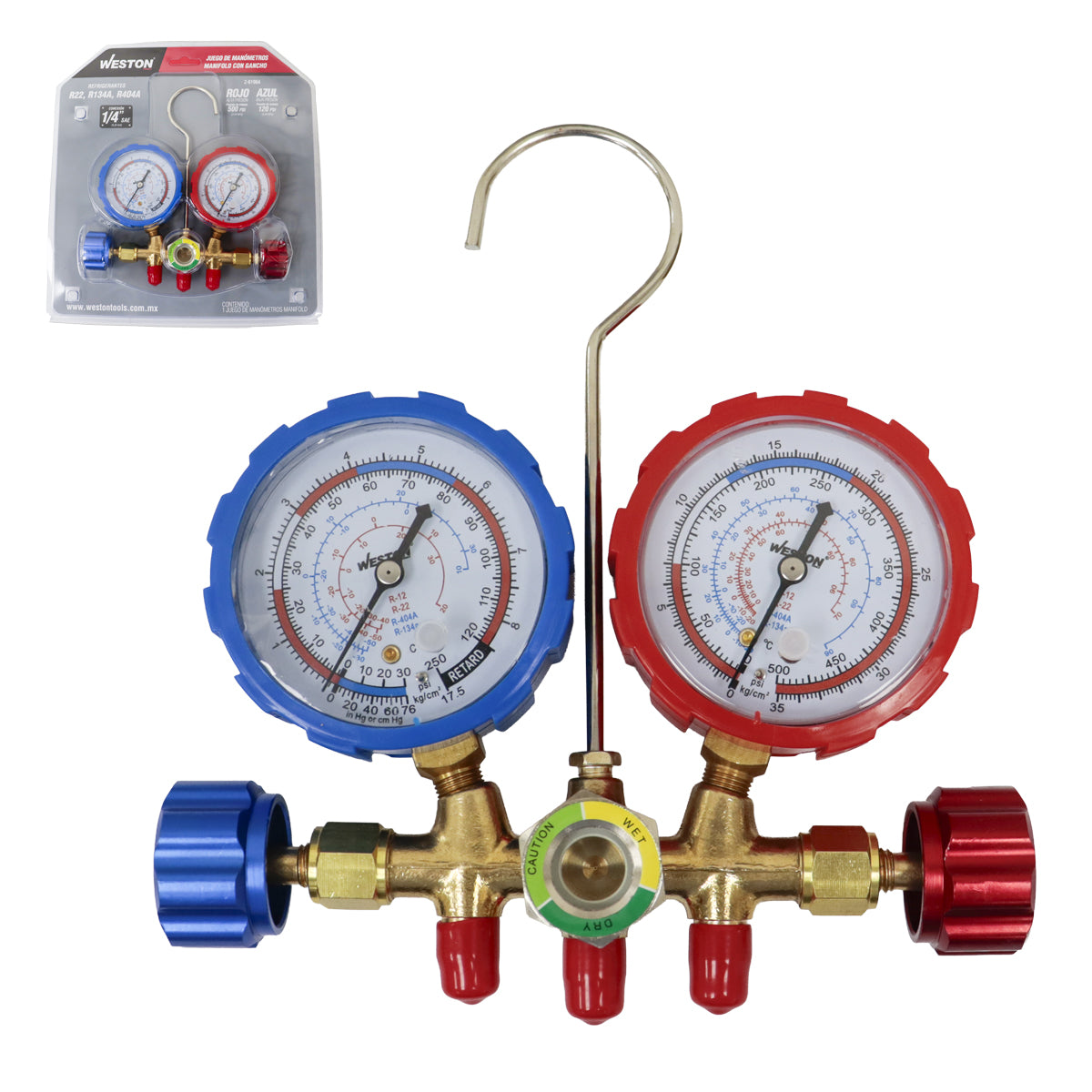 Juego De Manómetros Manifold Refrigerantes R22 R134A R404A | Z-61964