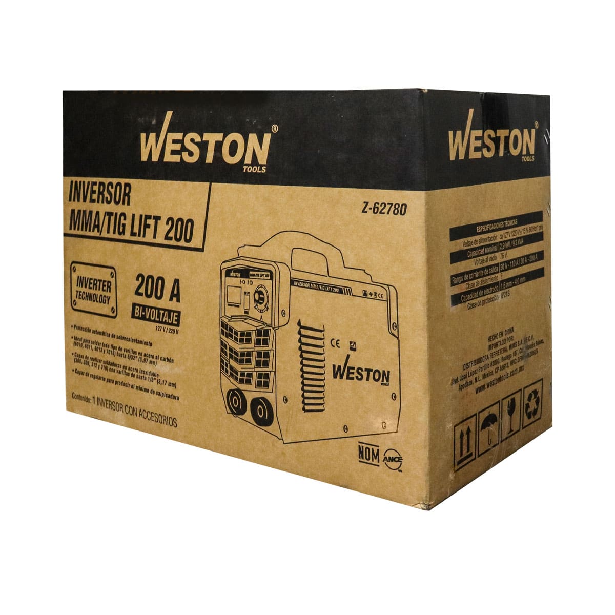 Soldadora Inversora MMA/TIG Lift 200A Bivoltaje Weston Z-62780