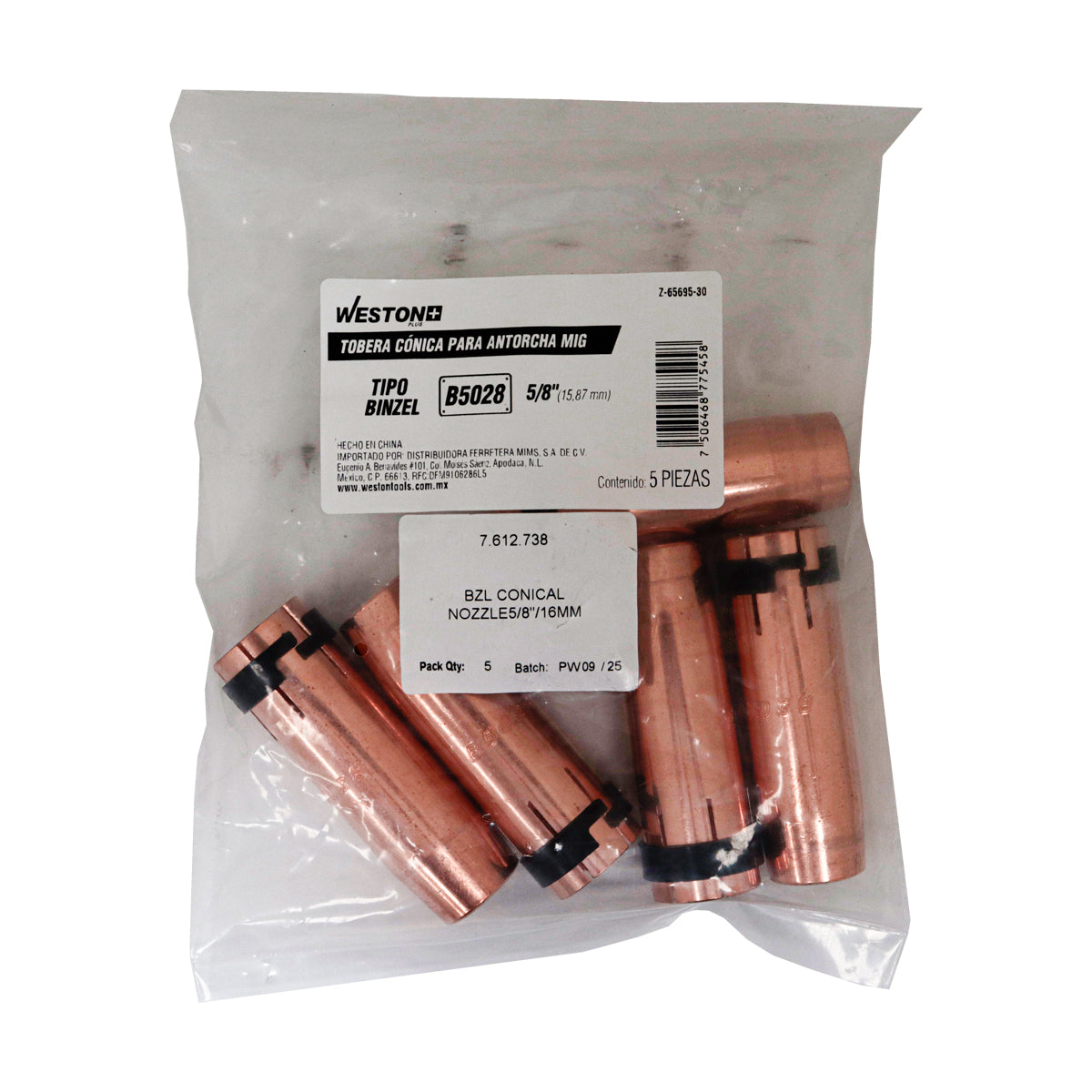 Tobera Cónica 5/8" Tipo Binzel B5028 para Antorcha MIG Z-65695 | Z-65695-30