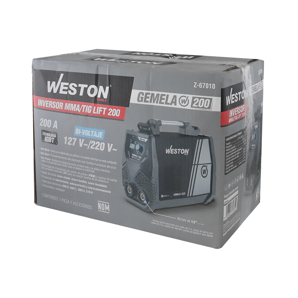 Soldadora Inversora MMA/TIG Lift 200A Bivoltaje 127/220V Weston Gemela | Z-67010