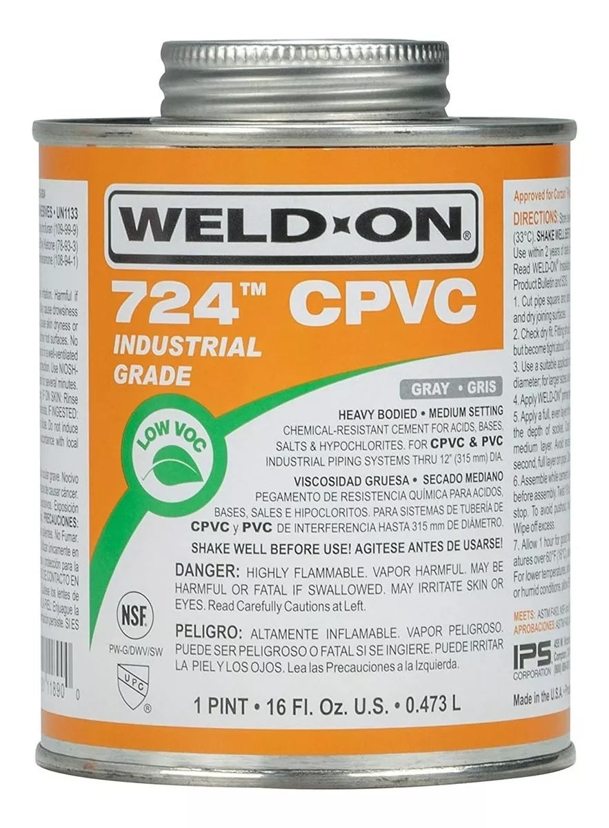 14184 Sellador De CPVC Gris Para Tuberías Industriales CPVC 724