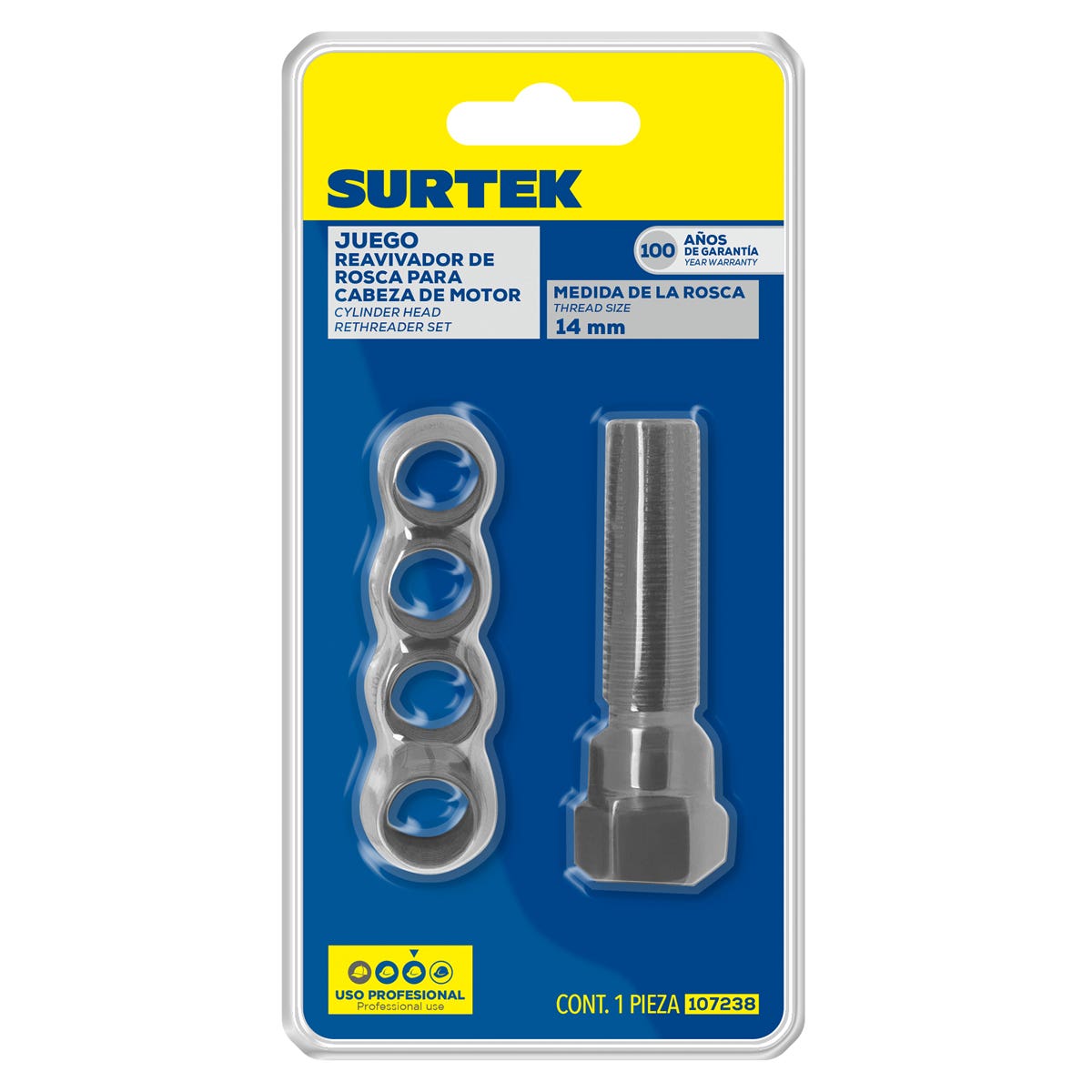 Juego De Reavivador De Roscas Para Bujías, 5 Piezas, Surtek 107238