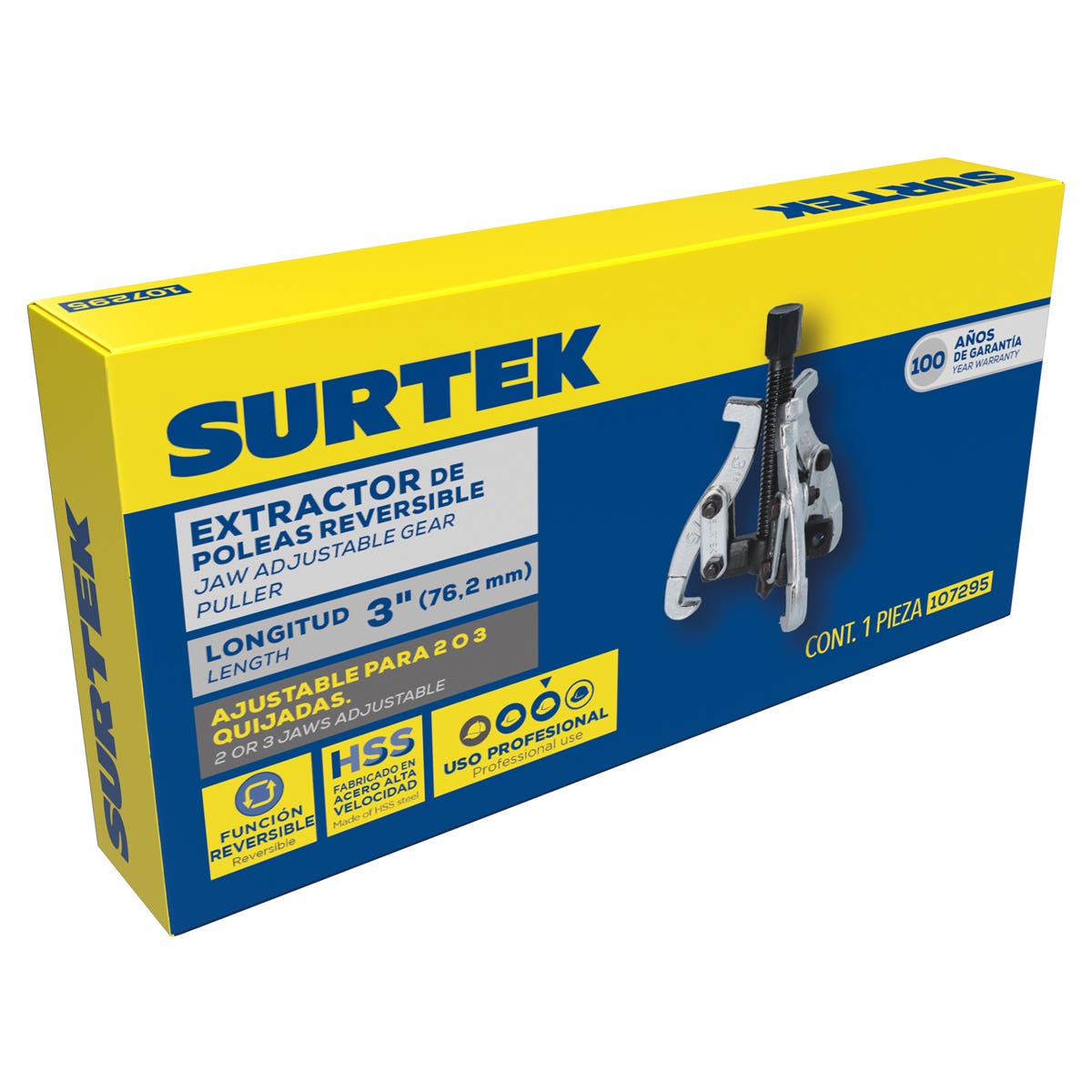 Extractor Reversible 2 O 3 Quijadas Tipo C 2 Ton, 2 Posiciones, Surtek 107295