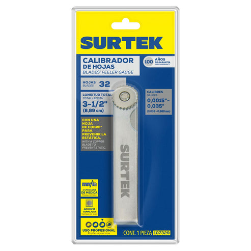Calibrador En Pulgadas Y Milimétricos 32 Hojas, Surtek 107329