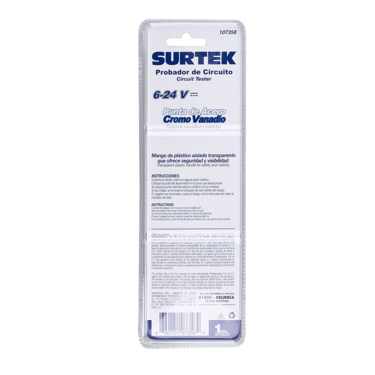 Probadores De Voltaje De Corriente Directa 0 - 24 V, Surtek 107358