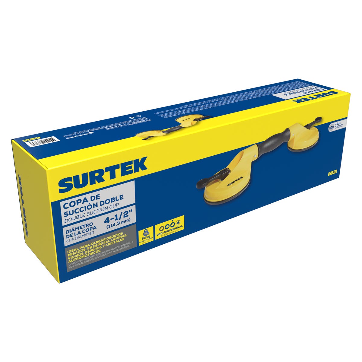 Copa Doble De Succión Para Vidrio 4-1/2, Surtek 107373