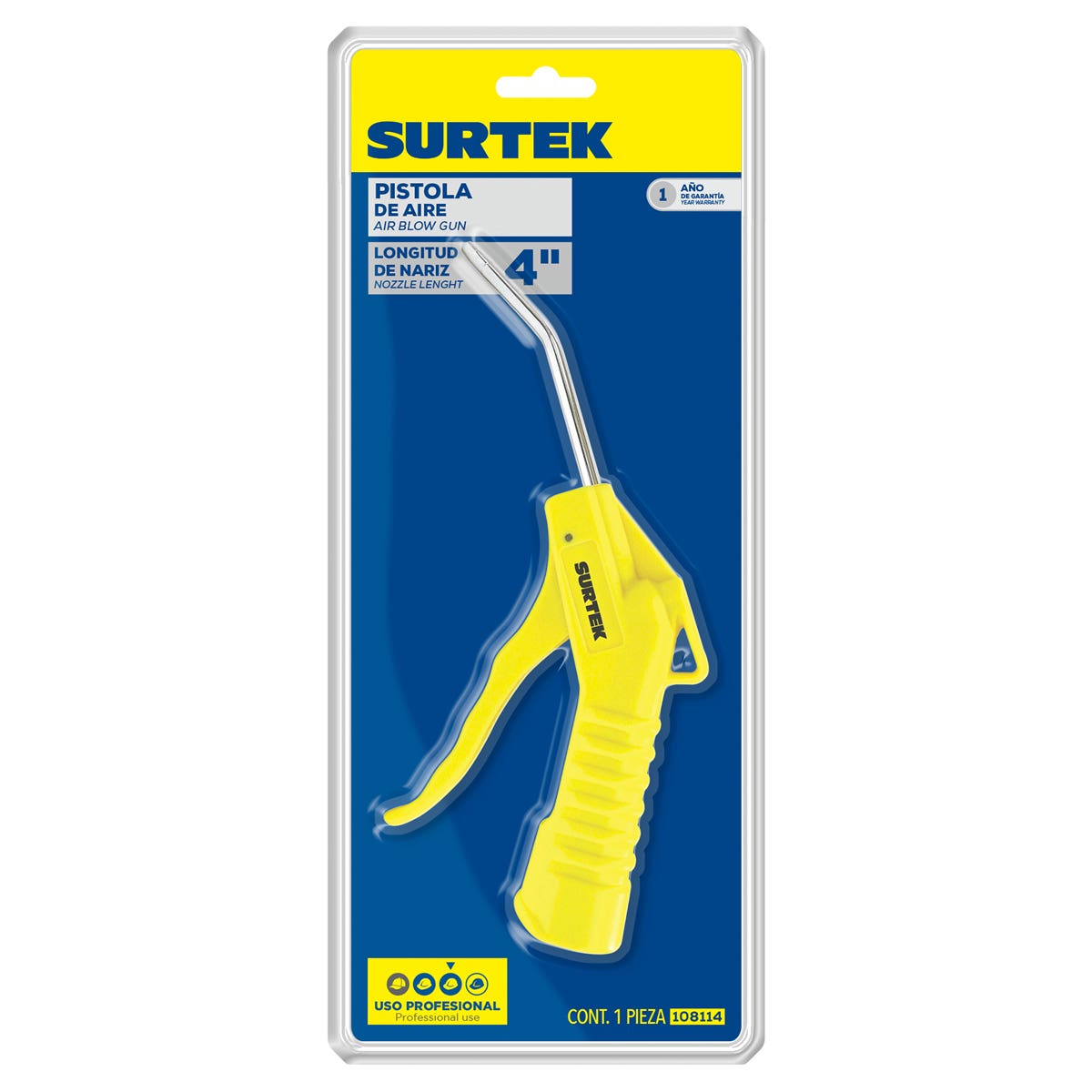 Pistola Sopleteadora De Aire 1/4 NPT, 3, Surtek 108114