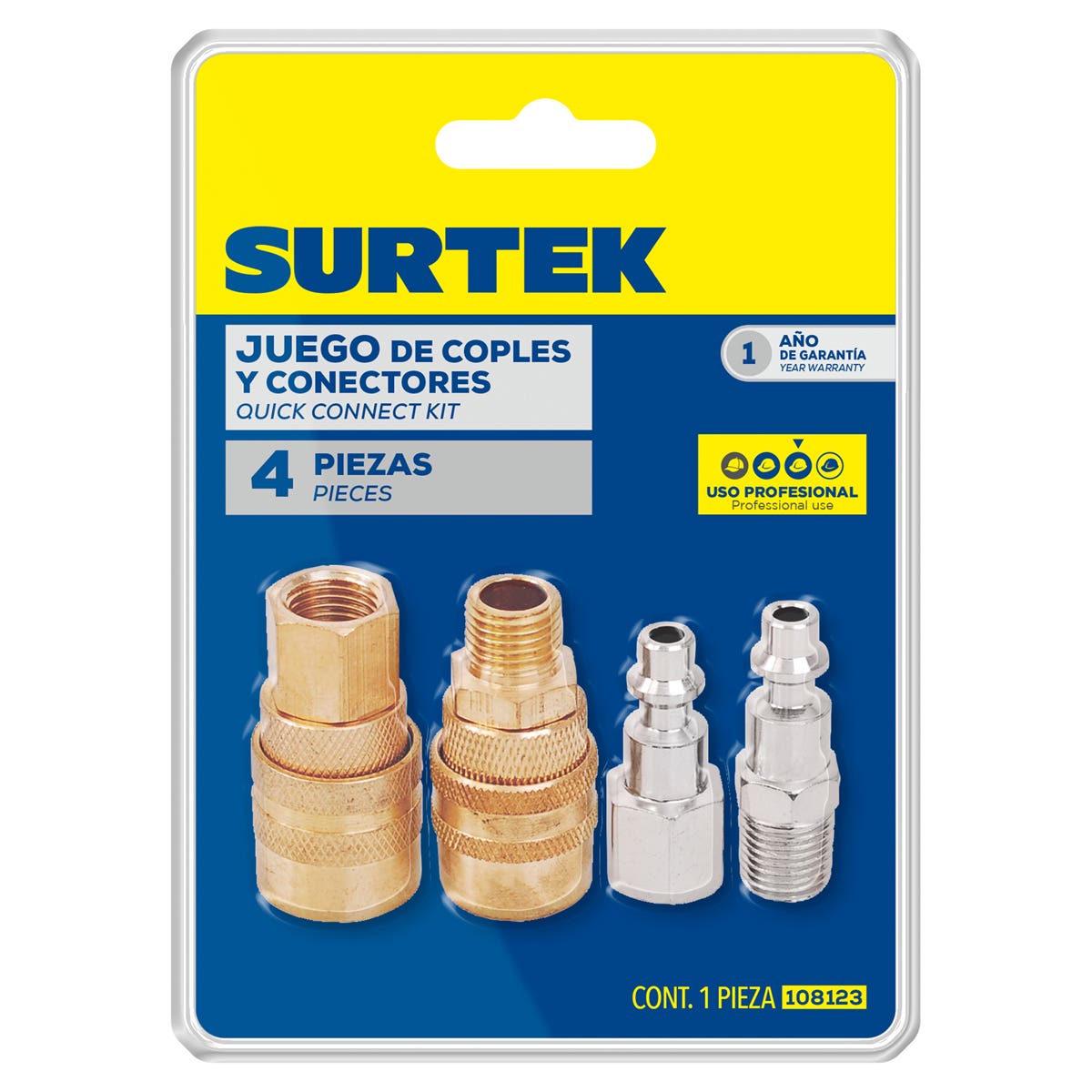 Juego De Cople Y Conectores Rápidos, 4 Piezas, Surtek 108123
