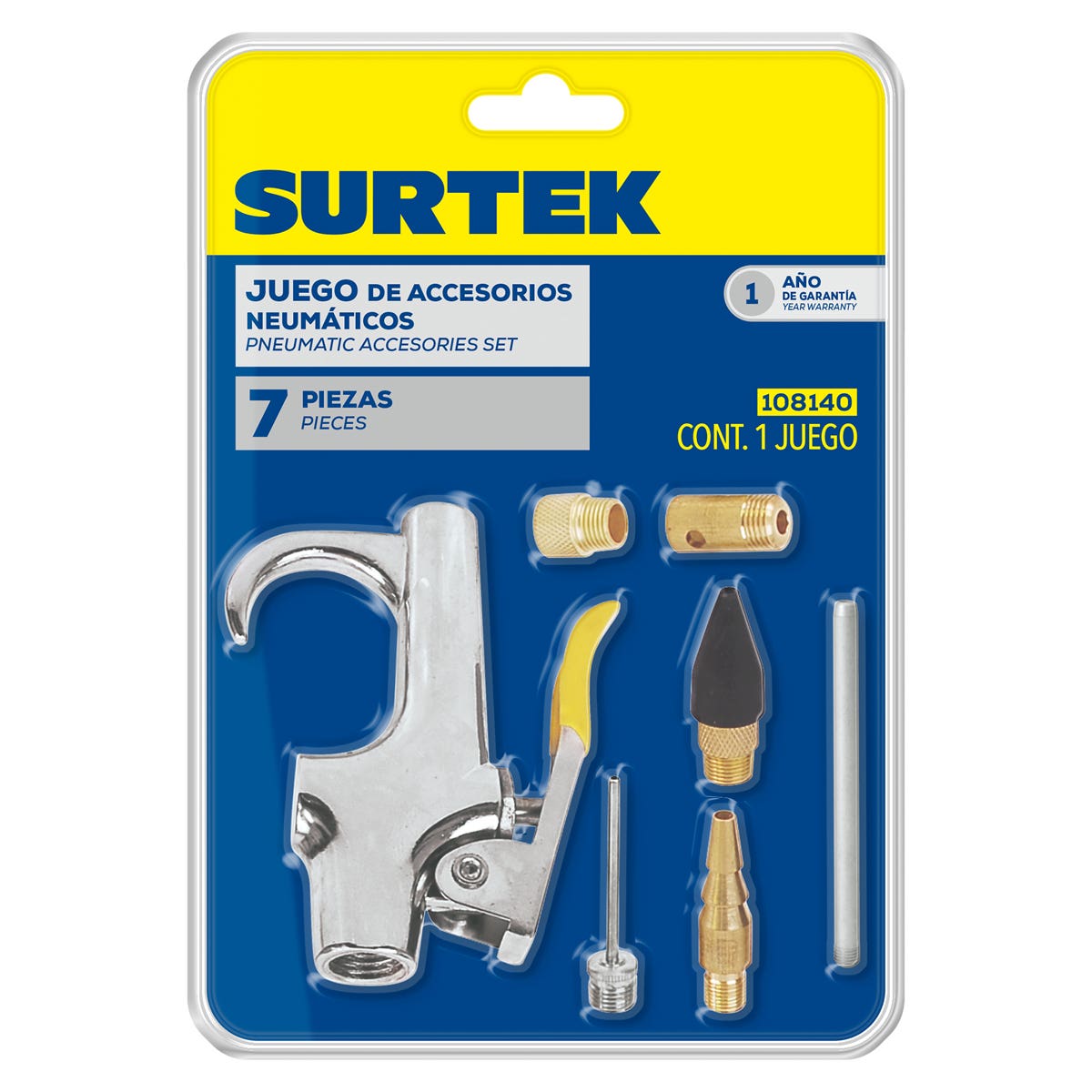 Juego De Accesorios Neumáticos, 7 Piezas, Surtek 108140