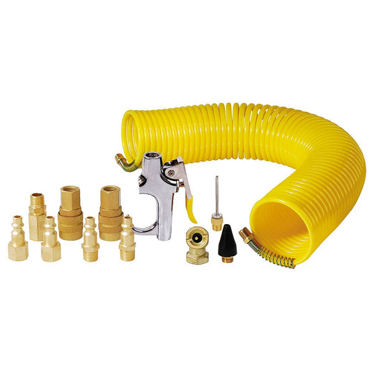 Juego De Accesorios Neumáticos Con Manguera Tipo Resorte, 14 Piezas, Surtek 108142