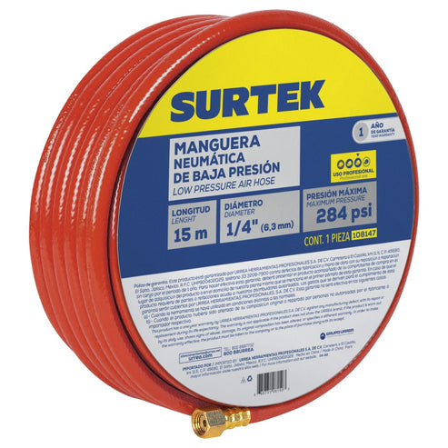 Manguera Para Aire De Baja Presión 1/4 x 15 m, Surtek 108147