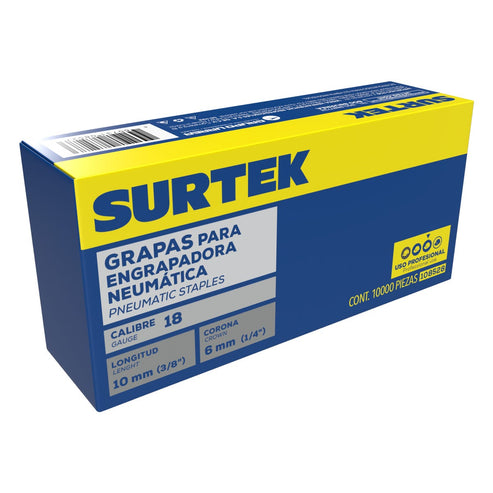 Grapas Para Engrapadora Neumática Calibre 22, Corona 3/8, Surtek 108528