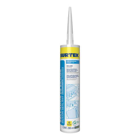 Silicón Color Transparente, 280 ml, Surtek 113450