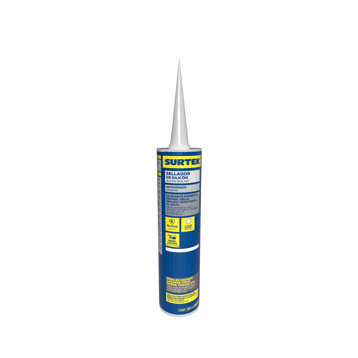 Silicón Para Baño Y Cocina Color Blanco, 280 ml, Surtek 113452