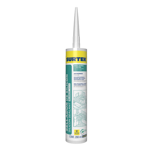 Silicón Para Baño Y Cocina Color Blanco, 280 ml, Surtek 113452