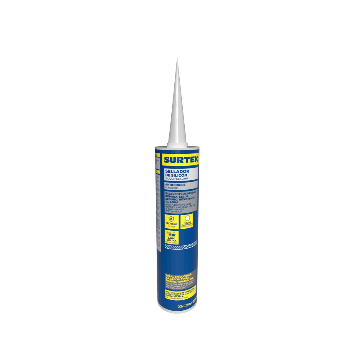 Silicón Para Baño Y Cocina Color Transparente, 280 ml, Surtek 113453